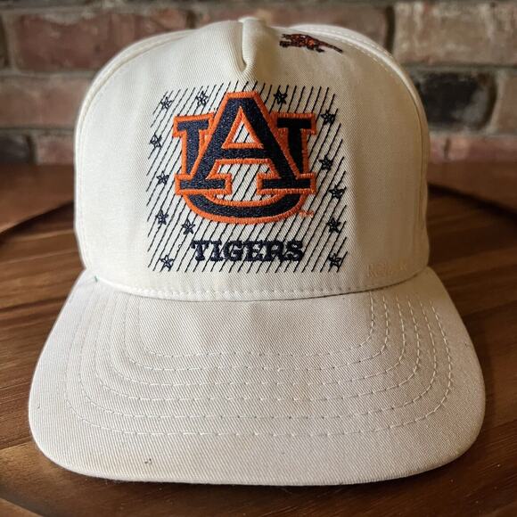 Vintage Auburn Tigers White Snapback Hat Cap Roman Pro Made In USA 80's 90's - Picture 1 of 16